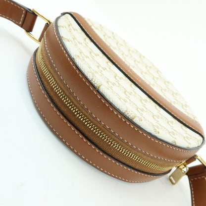 Celine Round Purse on Strap Triomphe Coated Canvas, Beige, Canvas, Crossbody Bag