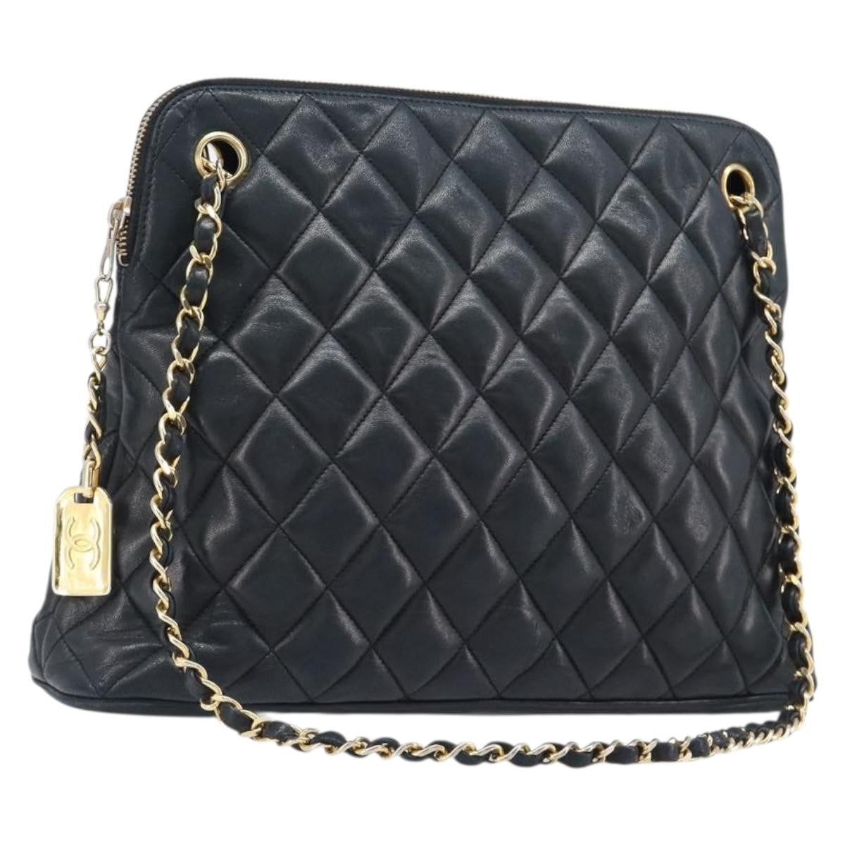 Chanel Shoulder Quilted Leather, Black, Leather, Shoulder Bag