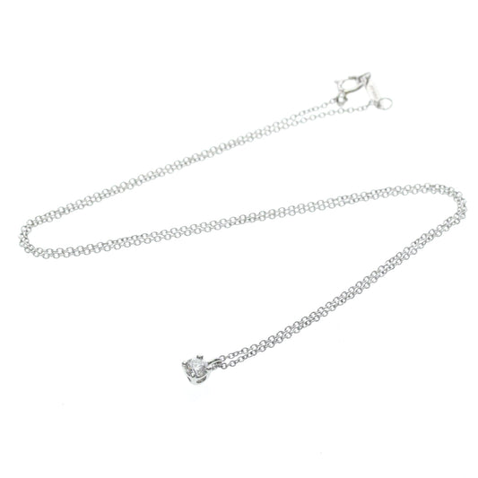 Tiffany & Co. Solitaire Pendant Platinum with Emerald Cut Diamond, Silver, Platinum, Necklace