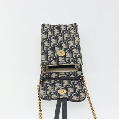 Christian Dior Phone Case Oblique Canvas, Navy, Canvas, Clutch