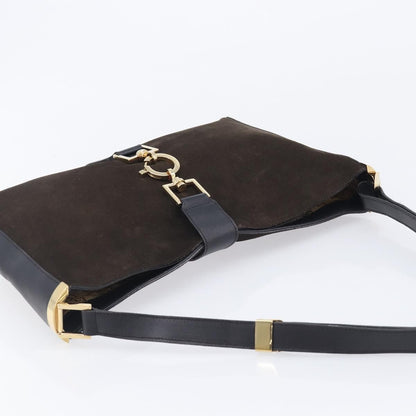 Gucci Shoulder Leather, Brown, Suede, Shoulder Bag