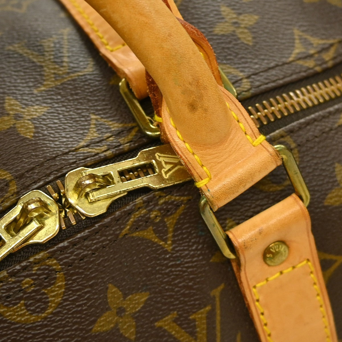 Louis Vuitton Keepall Bandoulière Monogram, Brown, Canvas, Travel Bag