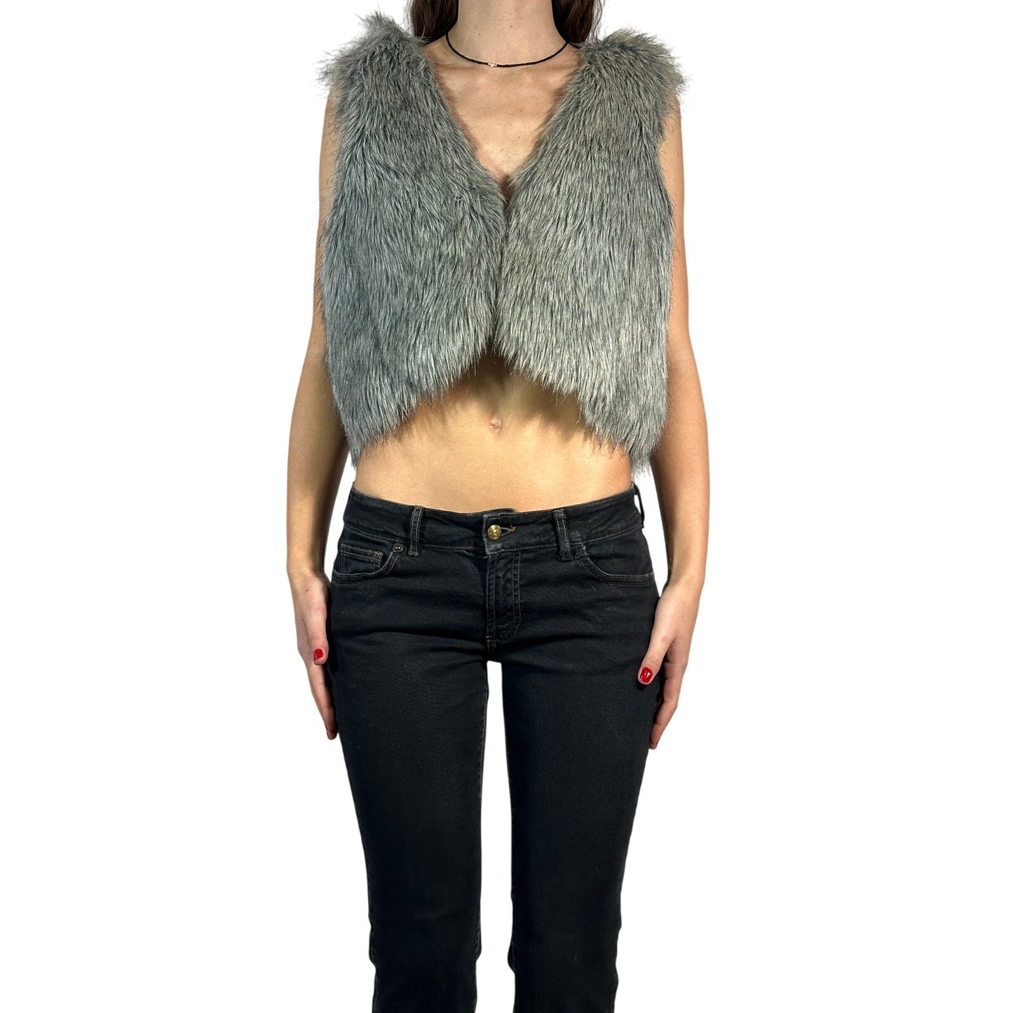 KENNETH COLE Cropped Faux Fur Vest