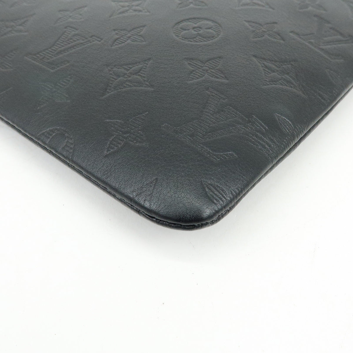 Louis Vuitton Discovery Pochette Monogram Shadow Leather, Black, Leather, Clutch
