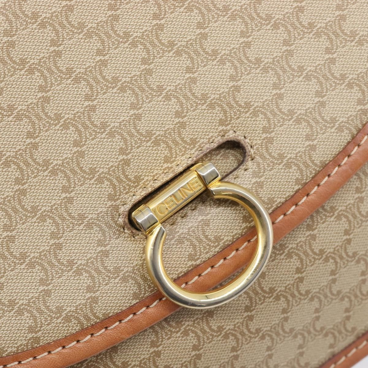 Celine Macadam Shoulder Canvas, Beige, Canvas, Crossbody Bag