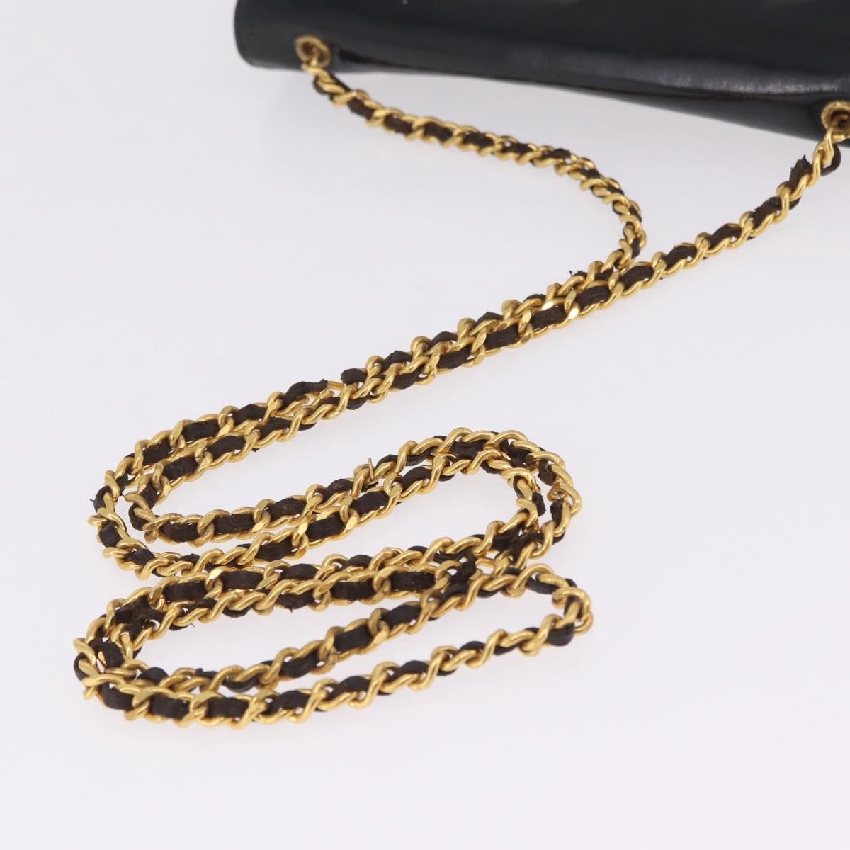 Chanel Vintage CC Wallet on Chain Patent, Black, Patent Leather, Crossbody Bag