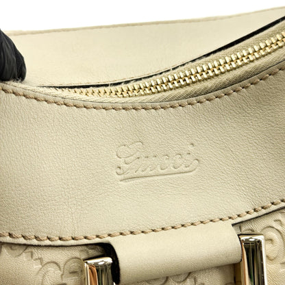 Gucci D Gold Hobo Guccissima Leather, Beige, Leather, Shoulder Bag