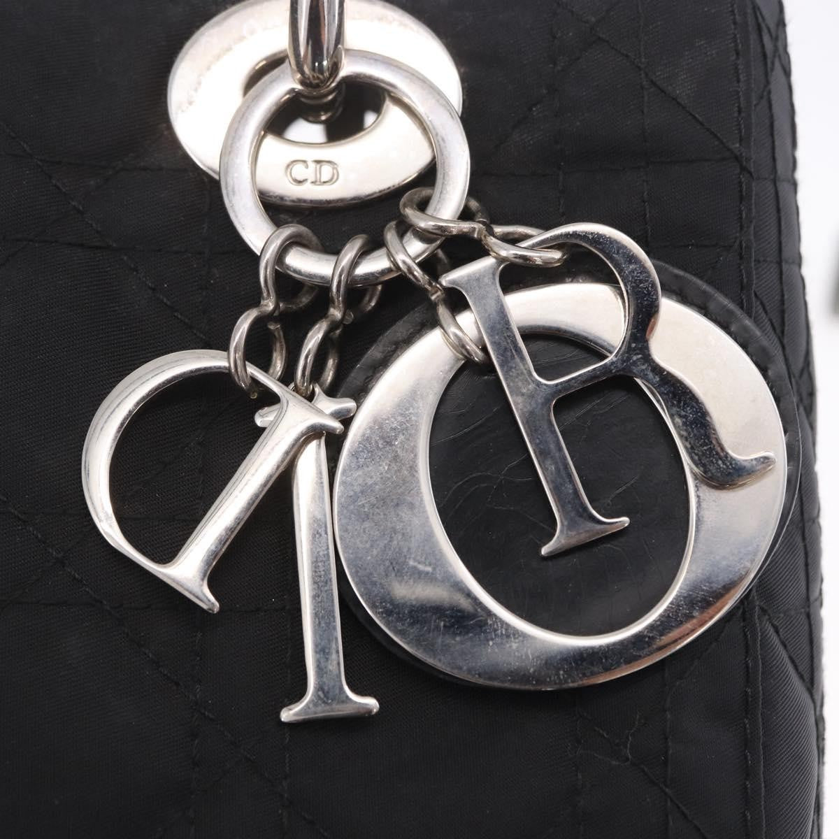 Christian Dior Vintage Lady Dior Cannage Quilt Nylon, Black, Nylon, Handbag