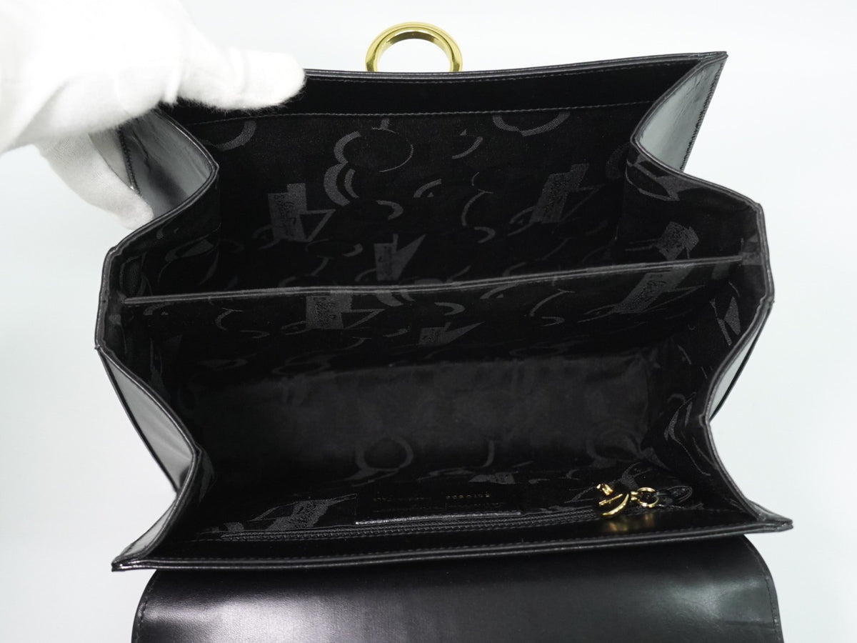 Salvatore Ferragamo Convertible Top Handle Leather, Black, Leather, Handbag