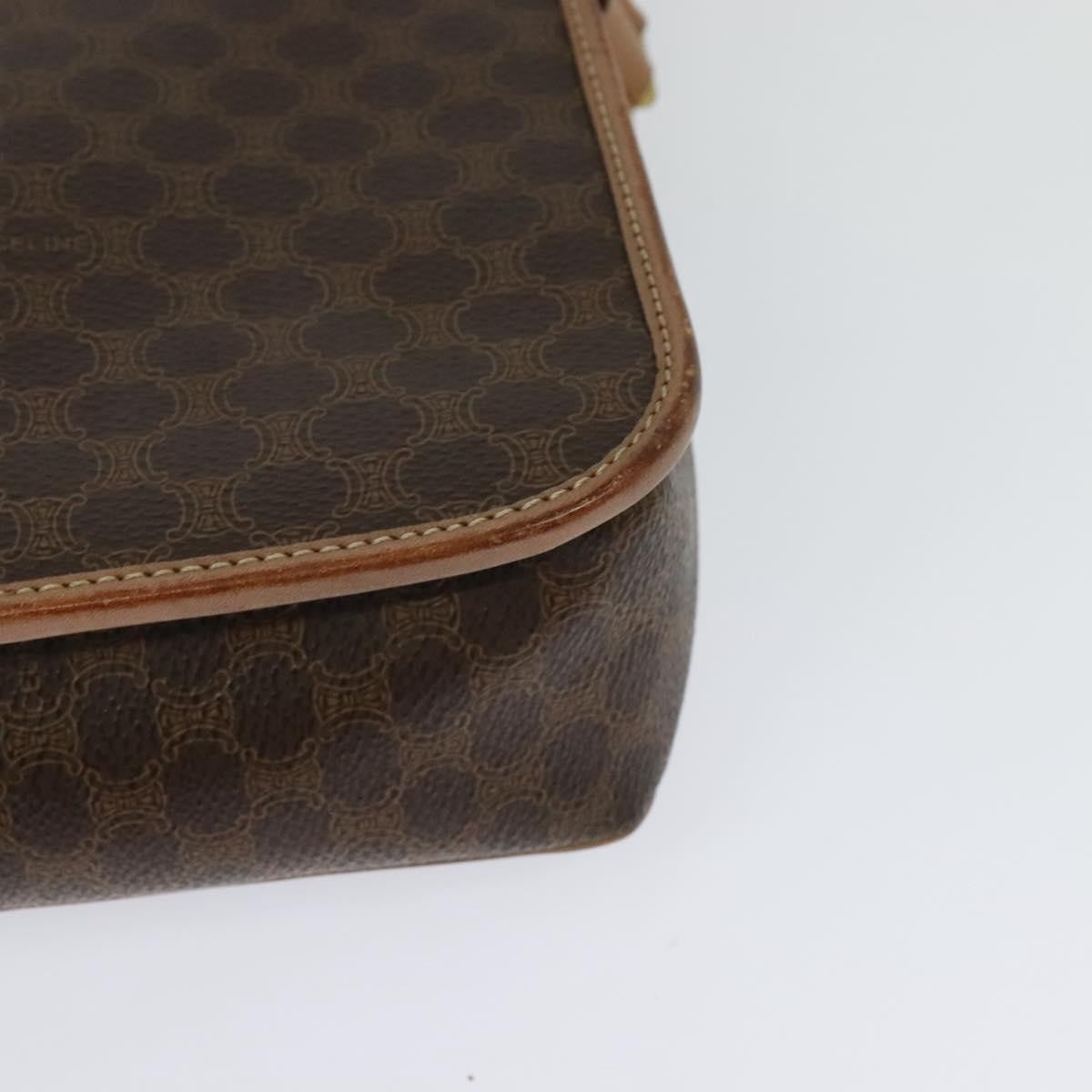 Celine Vintage Macadam Circle Logo Canvas and Leather, Brown, Canvas, Shoulder Bag