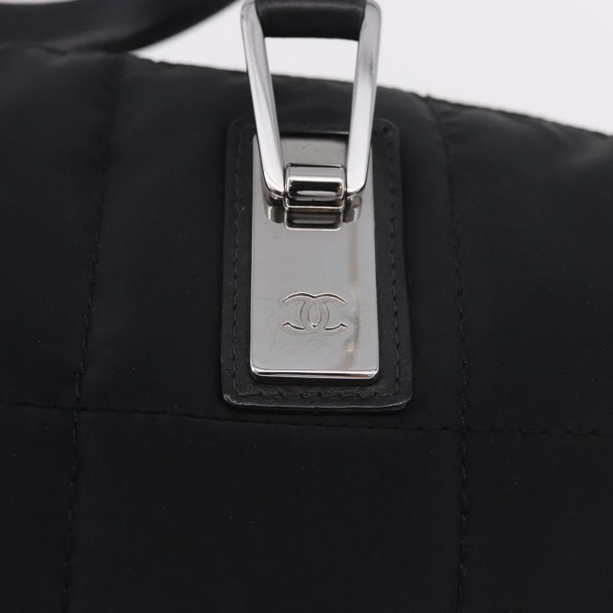 Chanel Square Stitch Boston Quilted Nylon, Black, Nylon, Handbag