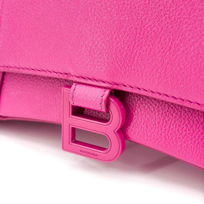 Balenciaga Hourglass Top Handle Leather with Crystals, Pink, Leather, Handbag