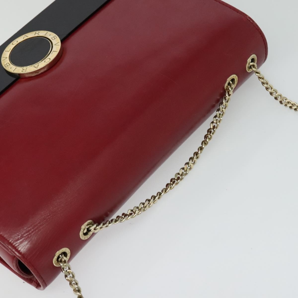 Bvlgari Signature Leather, Red, Leather, Shoulder Bag