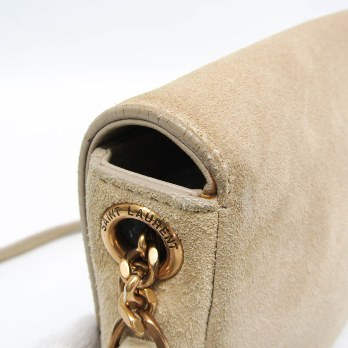 Saint Laurent Classic Monogram Tassel Clutch Suede, Beige, Suede, Clutch