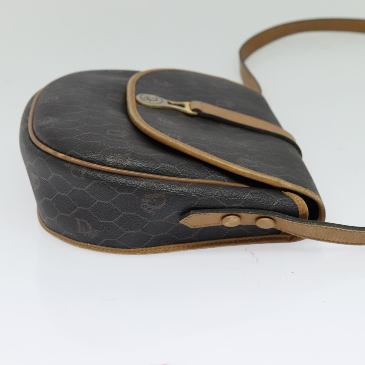 Christian Dior Vintage Honeycomb Flap Canvas and Leather, Black, Canvas, Shoulder Bag