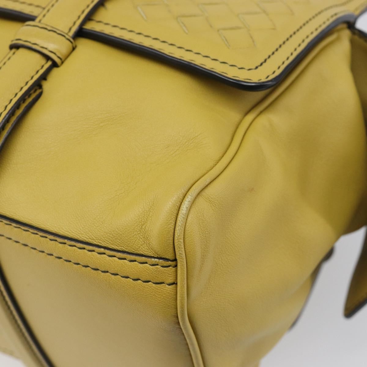 Bottega Veneta Monaco Nappa Leather With Intrecciato Detail, Yellow, Leather, Handbag