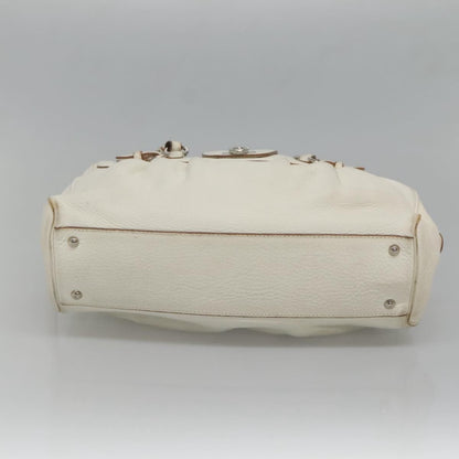 Salvatore Ferragamo Gancini Buckle Leather, White, Leather, Shoulder Bag
