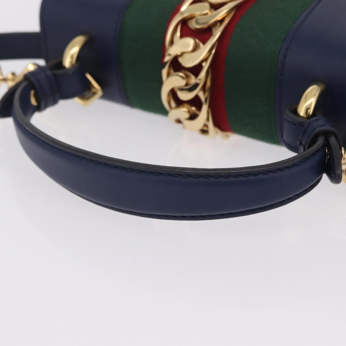 Gucci Sylvie Top Handle Leather, Navy, Leather, Handbag