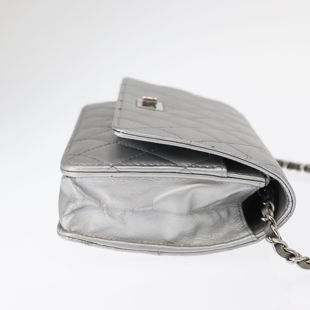 Chanel Reissue 2.55 Wallet on Chain Quilted Lambskin, Silver, Leather, Crossbody Bag