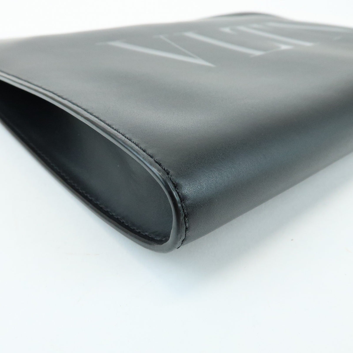 Valentino Garavani VLTN Zip Pouch Printed Leather, Black, Leather, Clutch