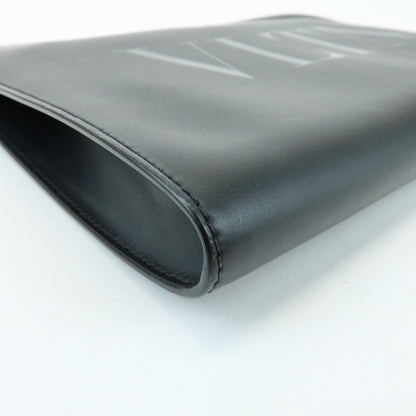 Valentino Garavani VLTN Zip Pouch Printed Leather, Black, Leather, Clutch