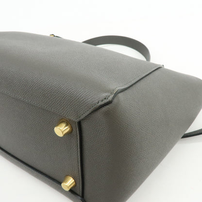 Celine Belt Textured Leather, Gray, Calfskin, Handbag