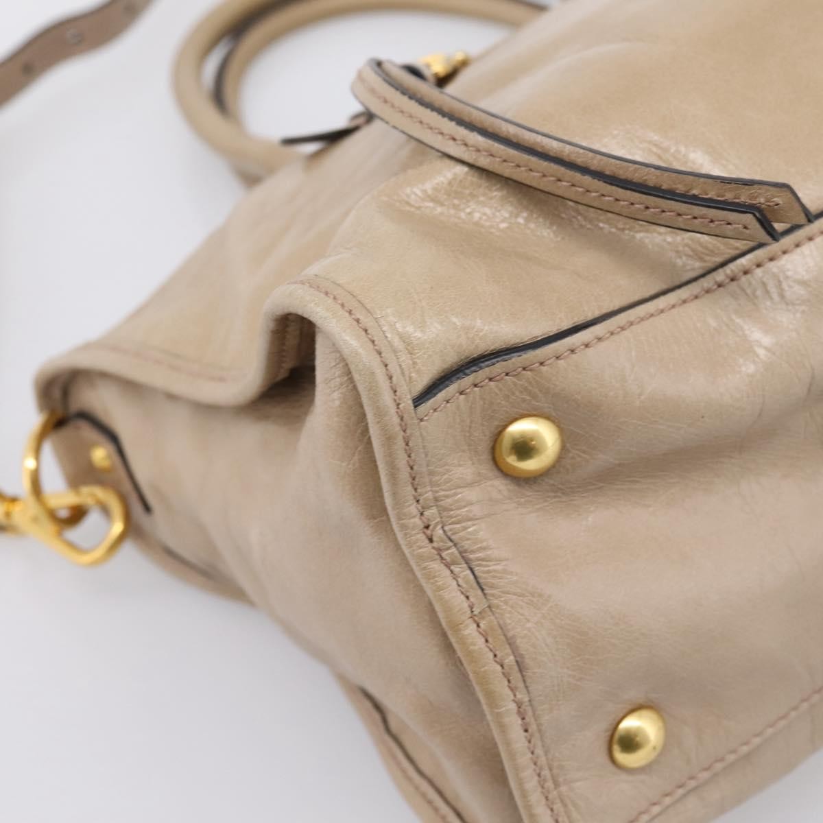 Miu Miu Convertible Bauletto Vitello Shine, Beige, Leather, Handbag