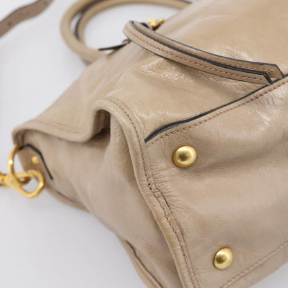 Miu Miu Convertible Bauletto Vitello Shine, Beige, Leather, Handbag