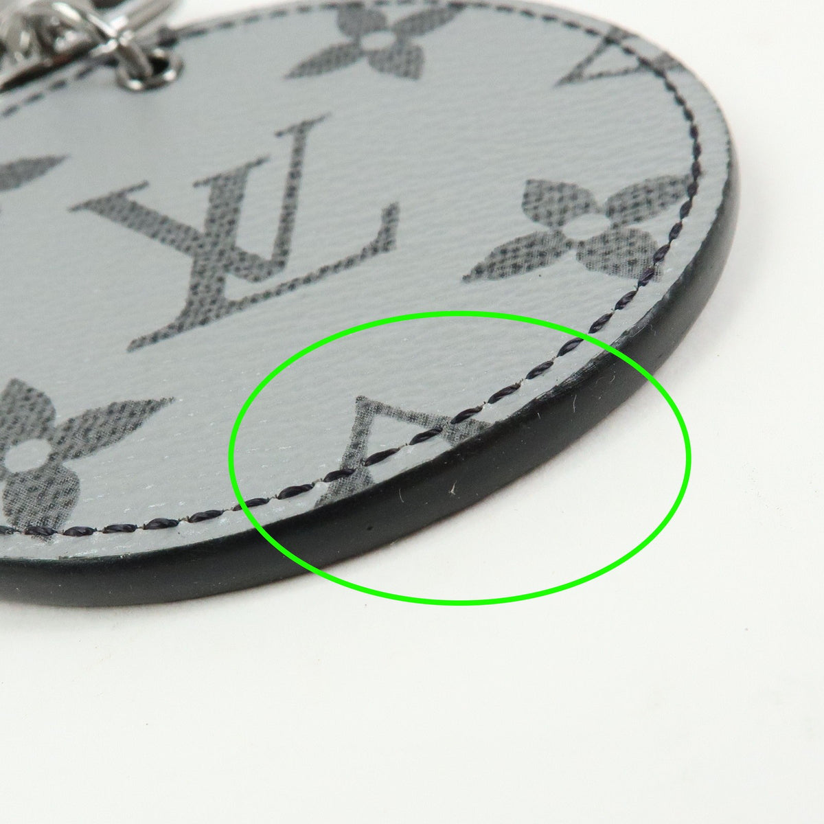 Louis Vuitton Round Bag Charm and Key Holder Reverse Monogram Eclipse None, Silver, Canvas, Charm