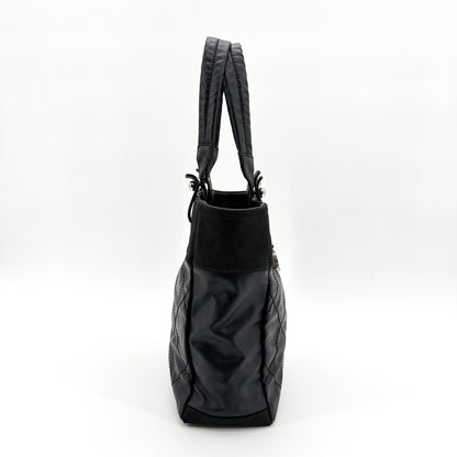 Chanel Biarritz Quilted Coated Canvas, Black, Canvas, Tote Bag