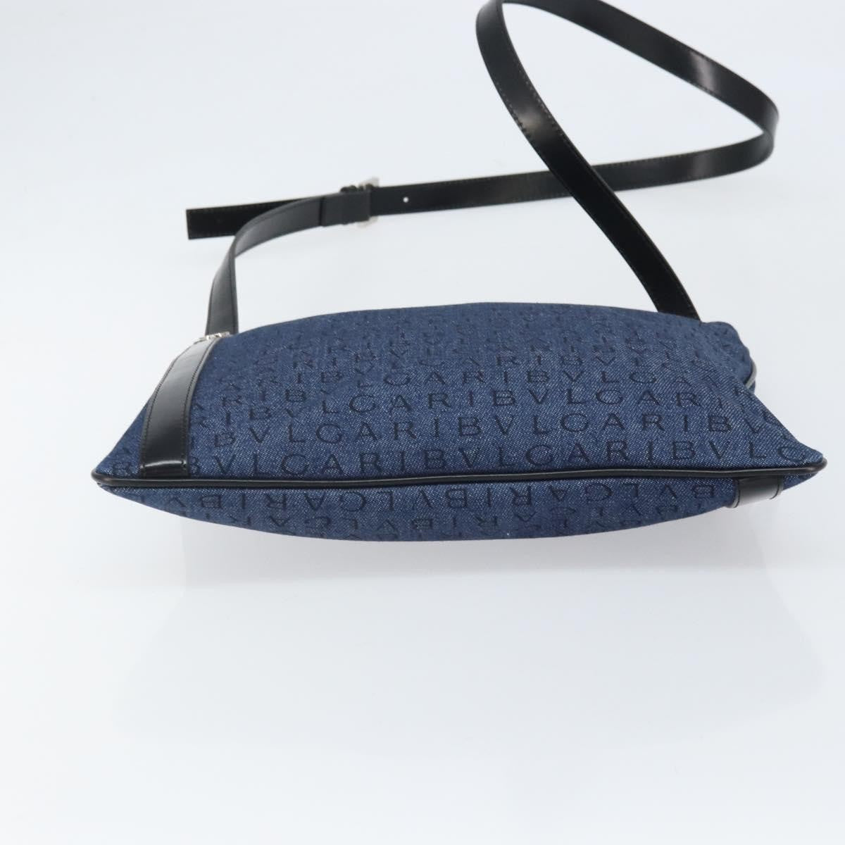 Bvlgari Logomania Canvas with Leather, Blue, Canvas, Shoulder Bag