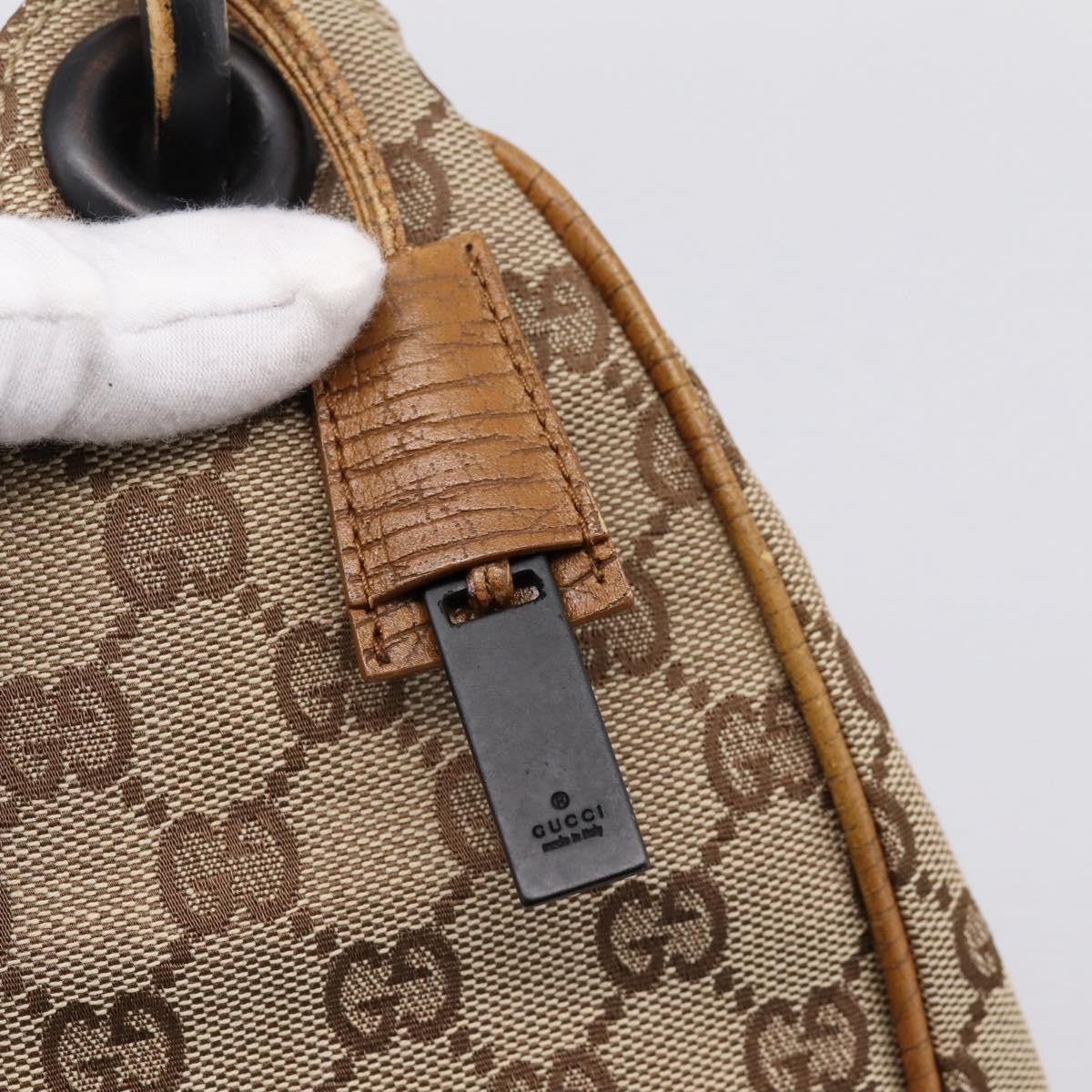 Gucci Vintage Bamboo Handle GG Canvas, Beige, Canvas, Tote Bag