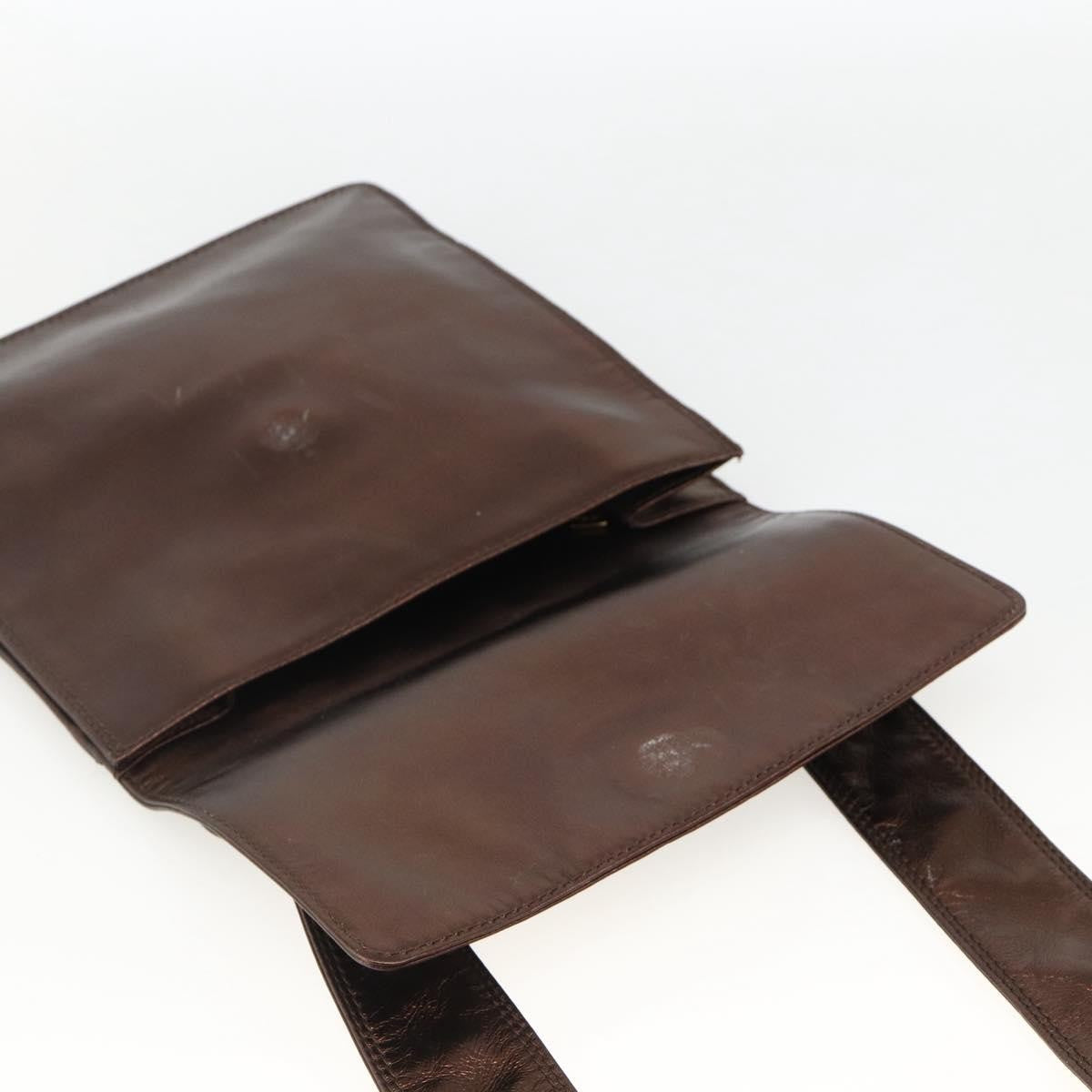 Chanel Vintage Logo Flap Messenger Leather, Brown, Leather, Shoulder Bag