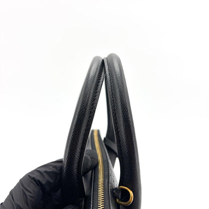 Balenciaga Logo Ville Leather, Black, Calfskin, Handbag