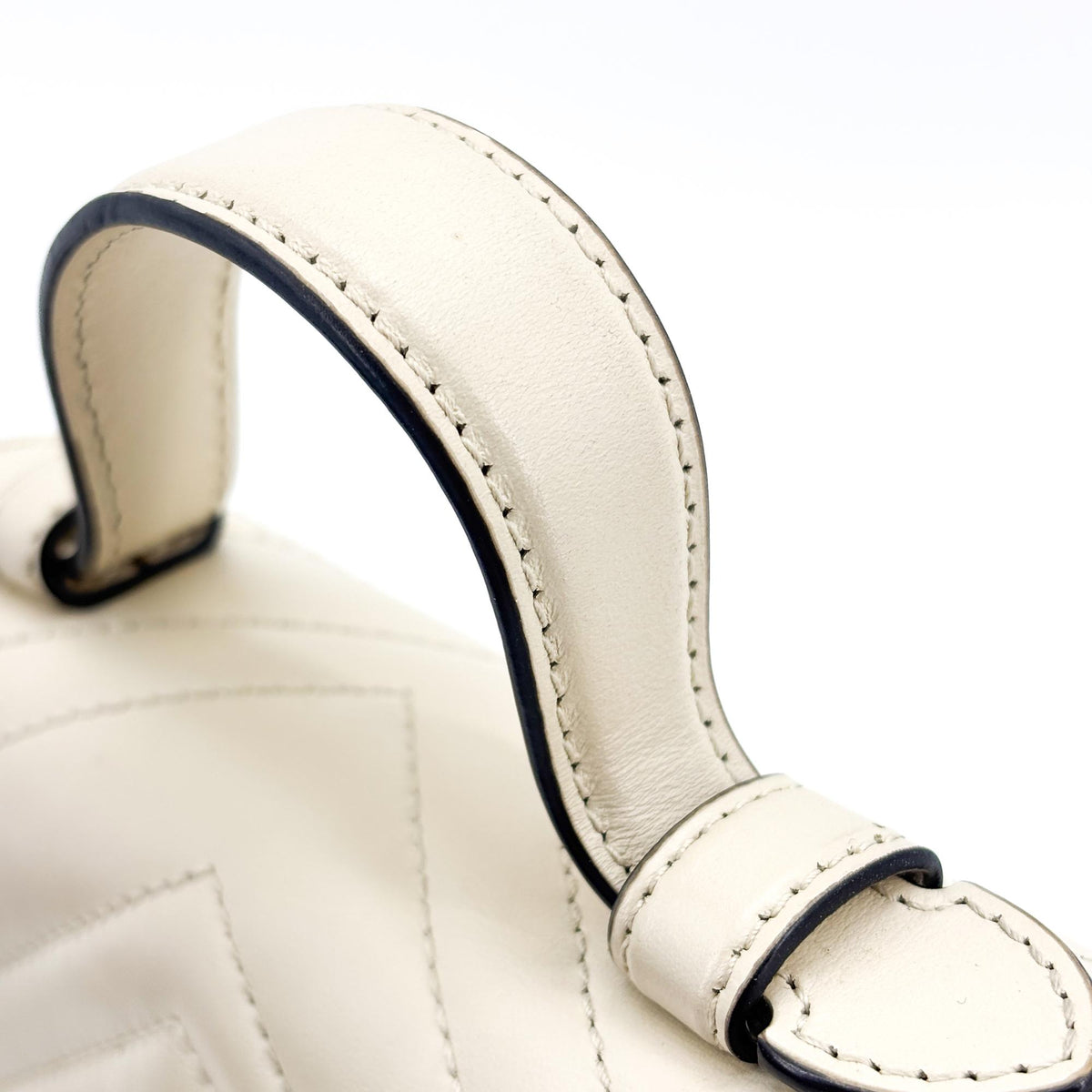 Gucci GG Marmont Top Handle Flap Matelasse Leather, White, Leather, Handbag
