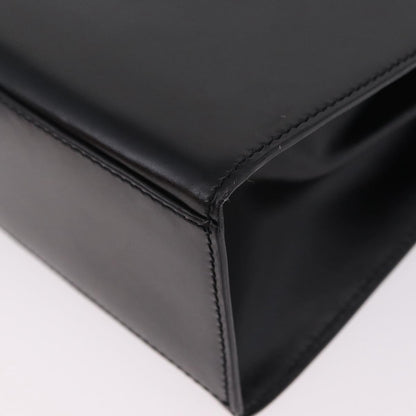 Celine Vintage Logo Top Handle Leather, Black, Leather, Handbag