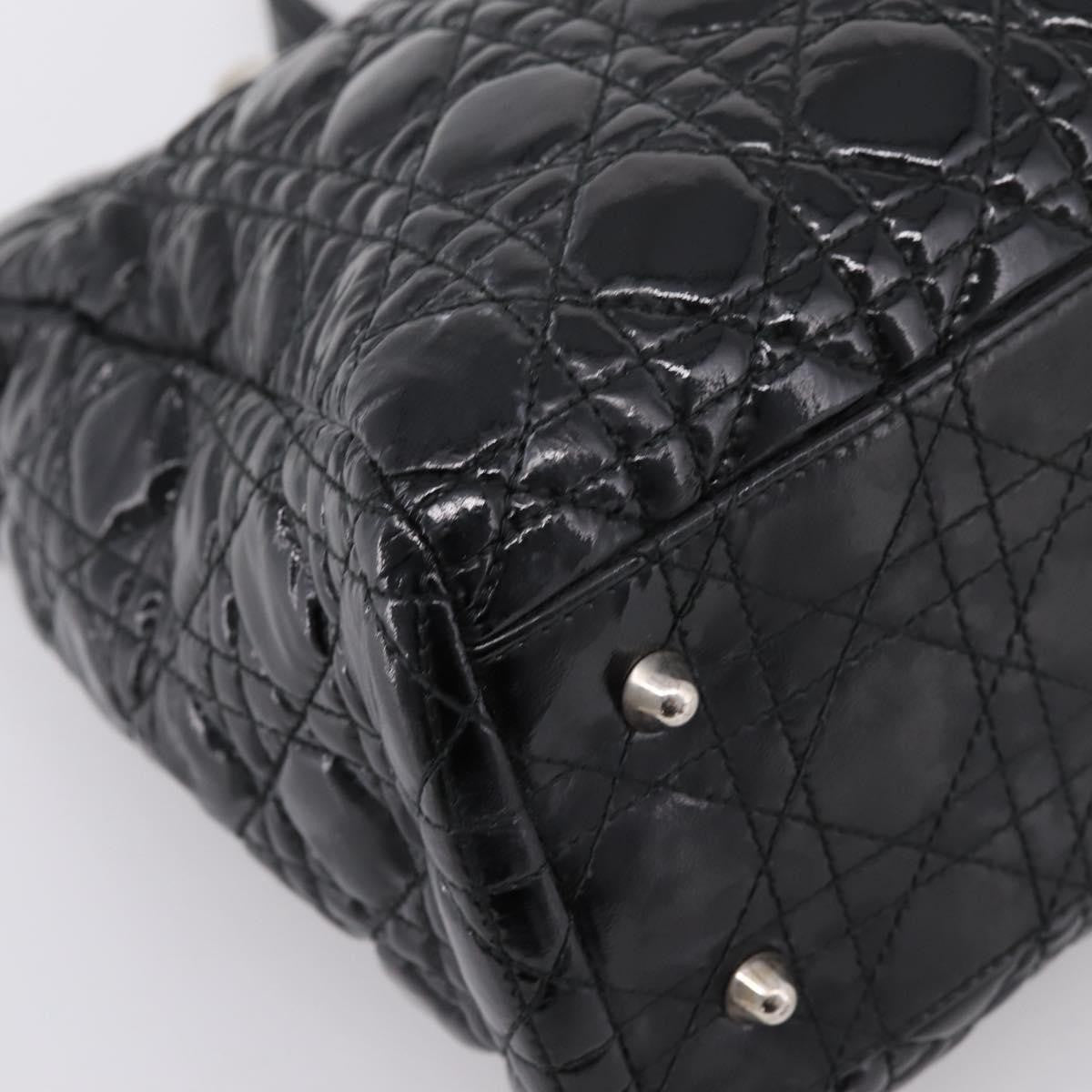 Christian Dior Soft Chain Cannage Quilt Patent, Black, Patent Leather, Tote Bag
