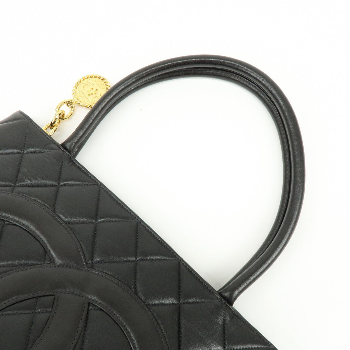 Chanel Medallion Quilted Caviar, Black, Calfskin, Tote Bag