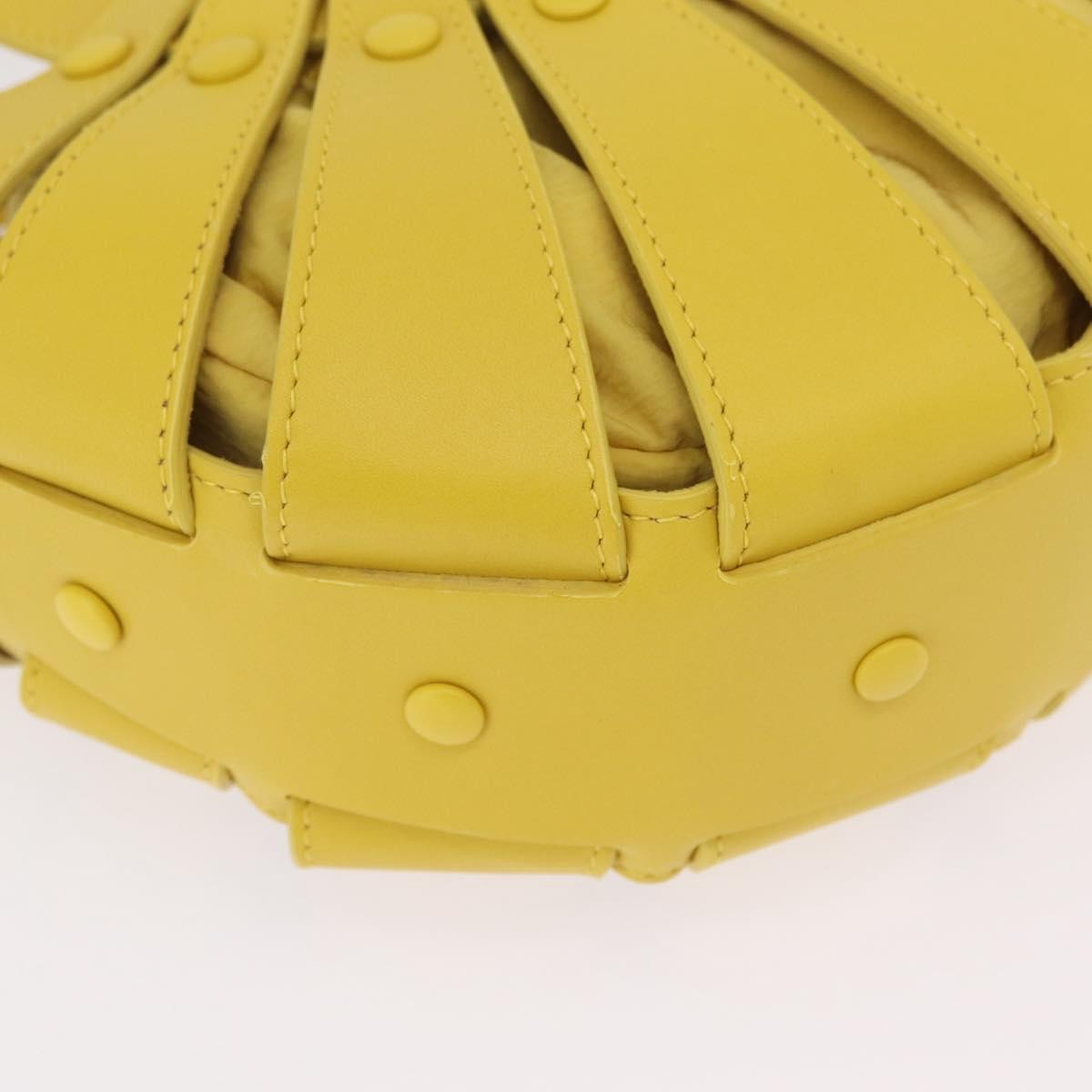 Bottega Veneta Shell Leather, Yellow, Leather, Handbag