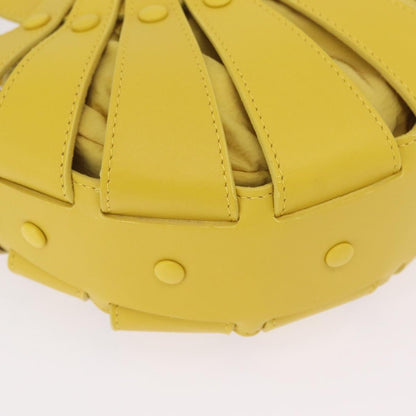 Bottega Veneta Shell Leather, Yellow, Leather, Handbag