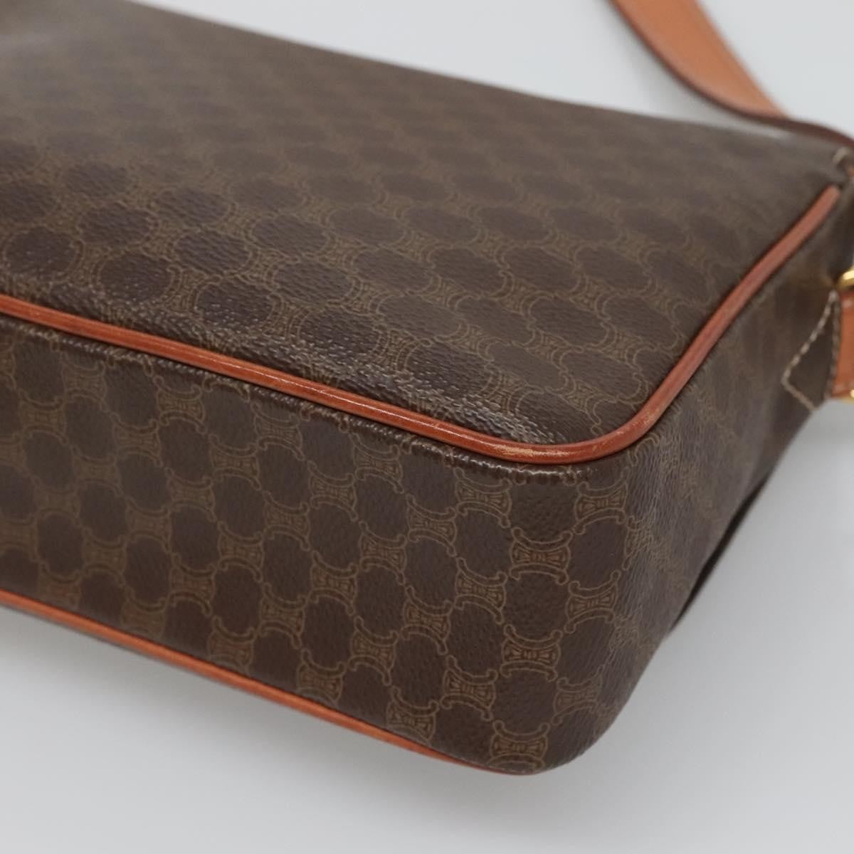 Celine Vintage Macadam Canvas and Leather, Brown, Canvas, Shoulder Bag