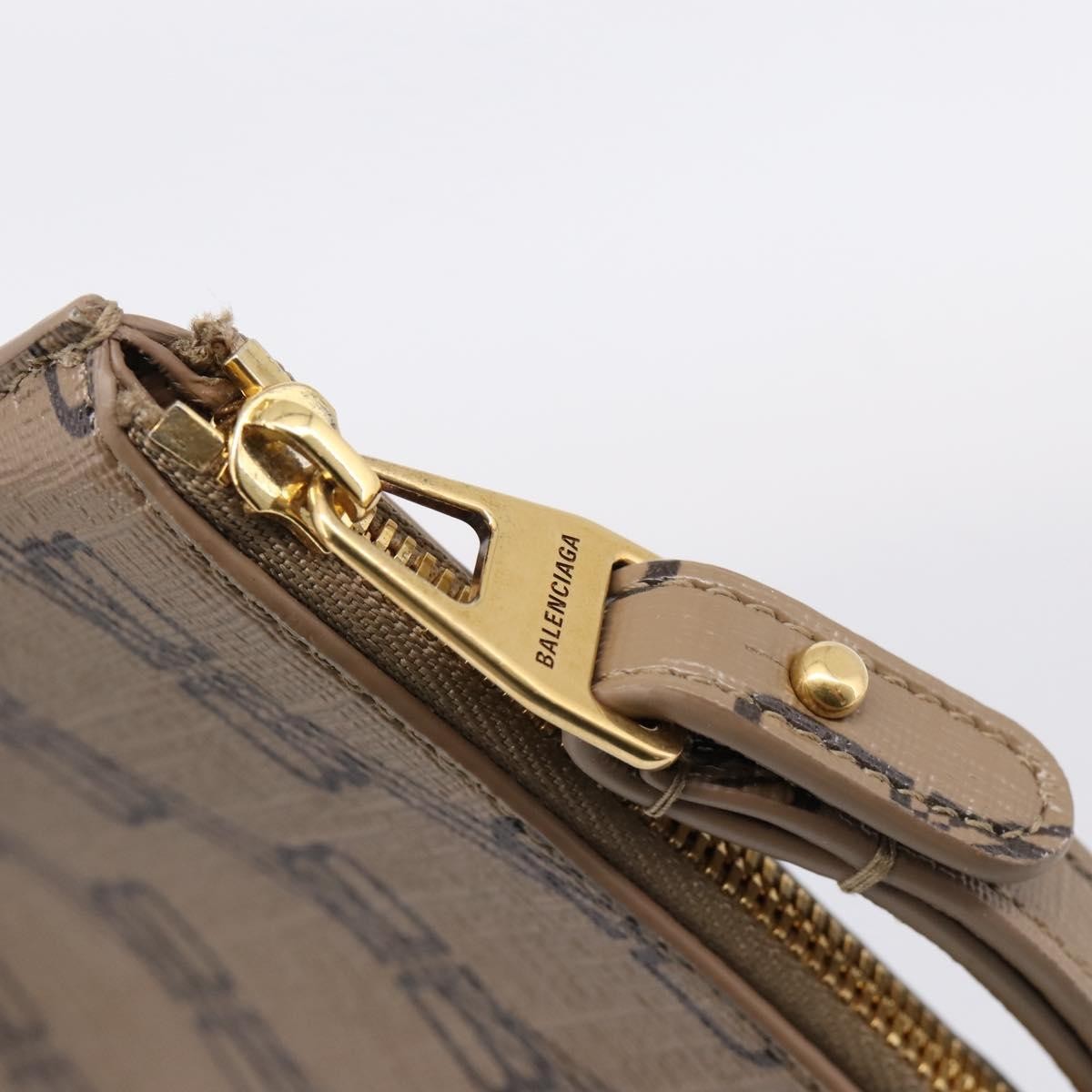 Balenciaga Signature Pouch Monogram PVC Leather, Beige, PVC, Clutch