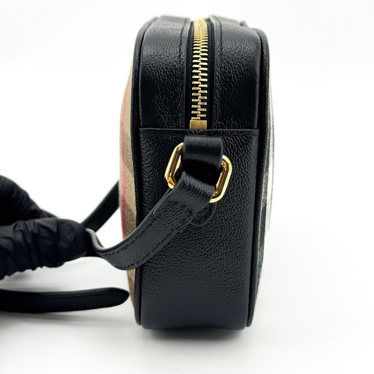 Burberry Camera Vintage Check Canvas, Black, Canvas, Handbag