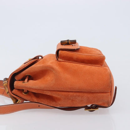 Gucci Vintage Bamboo Suede, Orange, Suede, Backpack