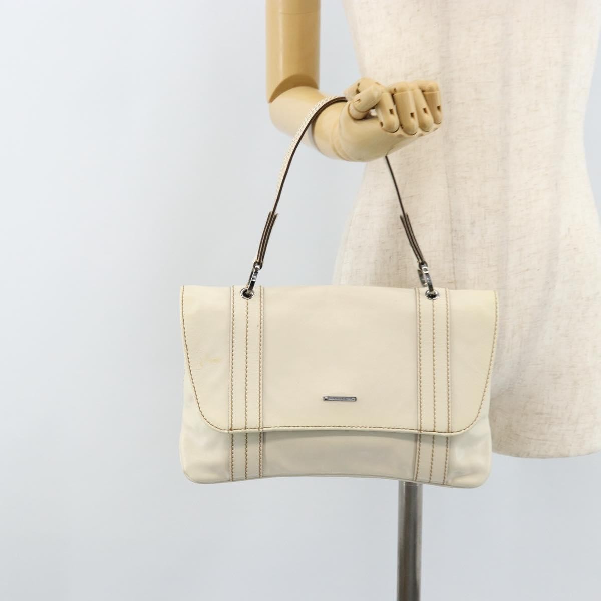 Gucci Vintage Leather, White, Leather, Handbag