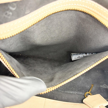 Burberry DK88 Top Handle Leather, Beige, Leather, Handbag