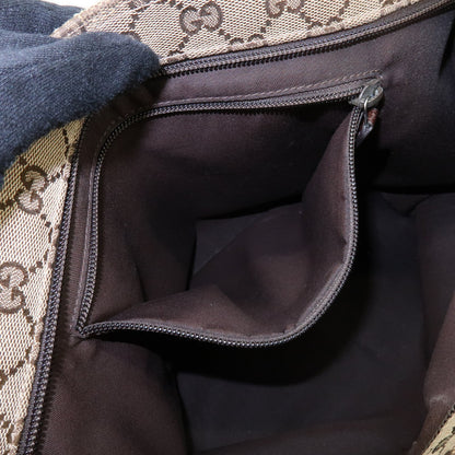 Gucci Web Strap Zip Messenger GG Canvas, Beige, Canvas, Handbag