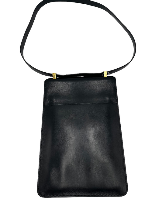 Hermes Depeche Shoulder Bag Courchevel, Black, Leather, Shoulder Bag
