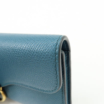 Christian Dior Saddle Flap Leather, Blue, Leather, Wallet