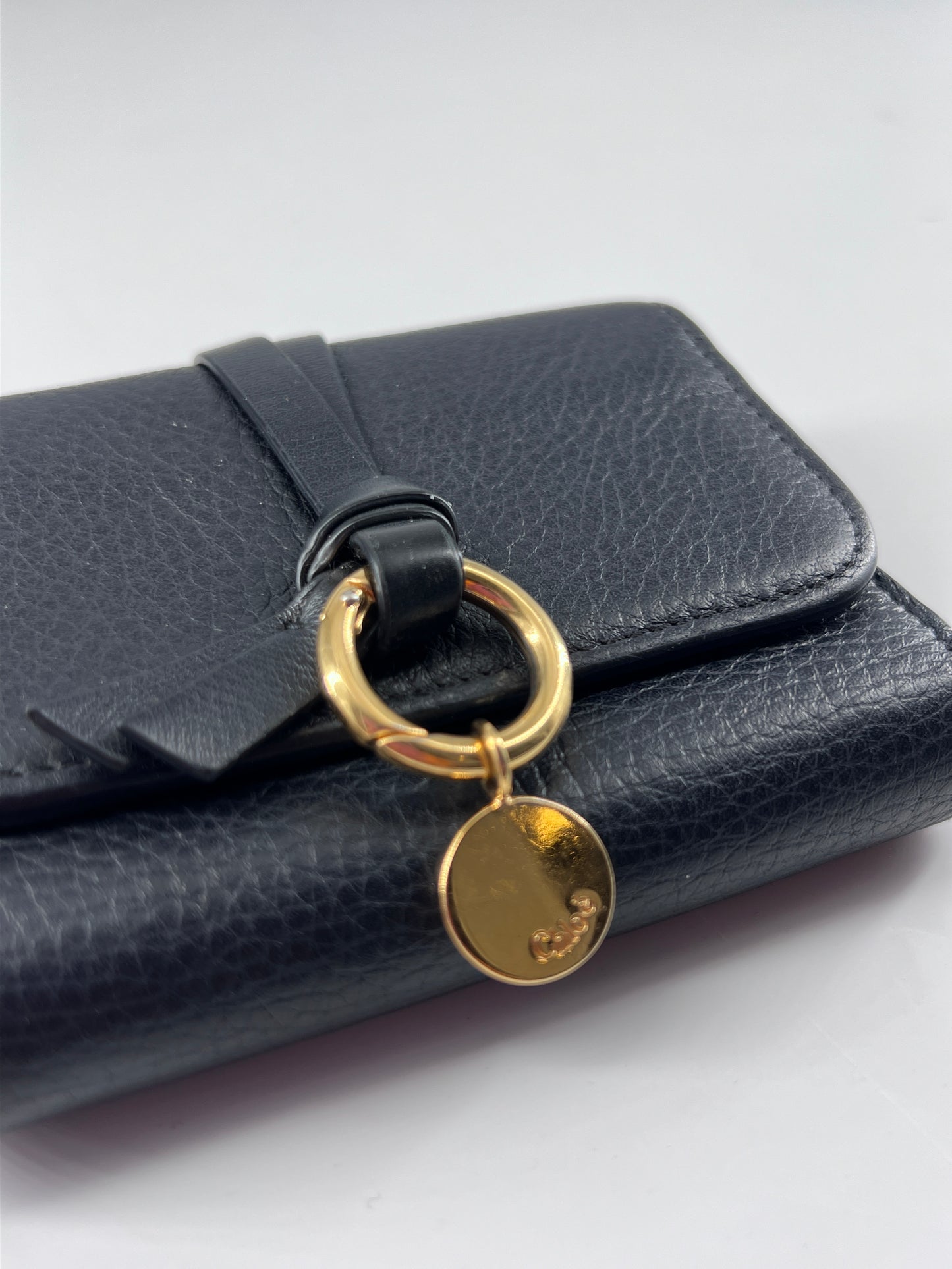 Chloe Alphabet Chain Clutch Bag Leather, BLACK, LEATHER, Clutche & pouche